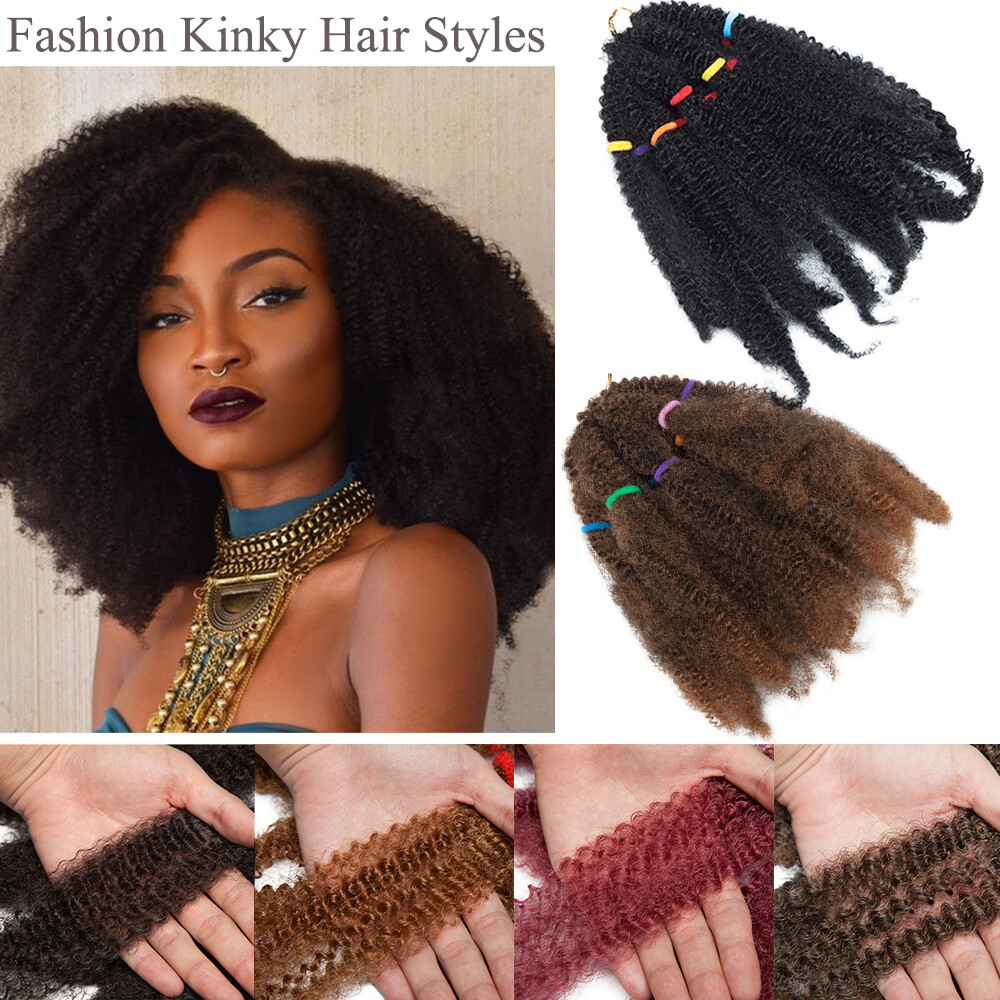 Afro Curly Kinky Bulk Braid Braids Hair Extensions Thick Ombre Crochet Hair 11in