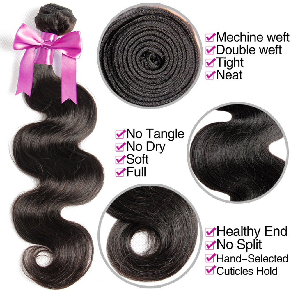 Body Wave Unprocessed 100 Human hair Virgin Brazilian Indian Hair 1 or 3 Bundle