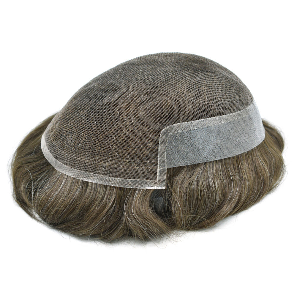 French Lace Front Mens Toupee Poly Pu Hairpiece Natural Hair Replacement Systems