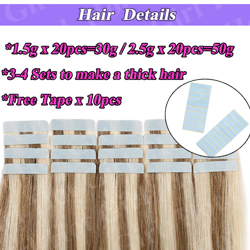 Real Thick 100% Remy Human Hair Tape In Human Hair Extensions Blonde Full Head