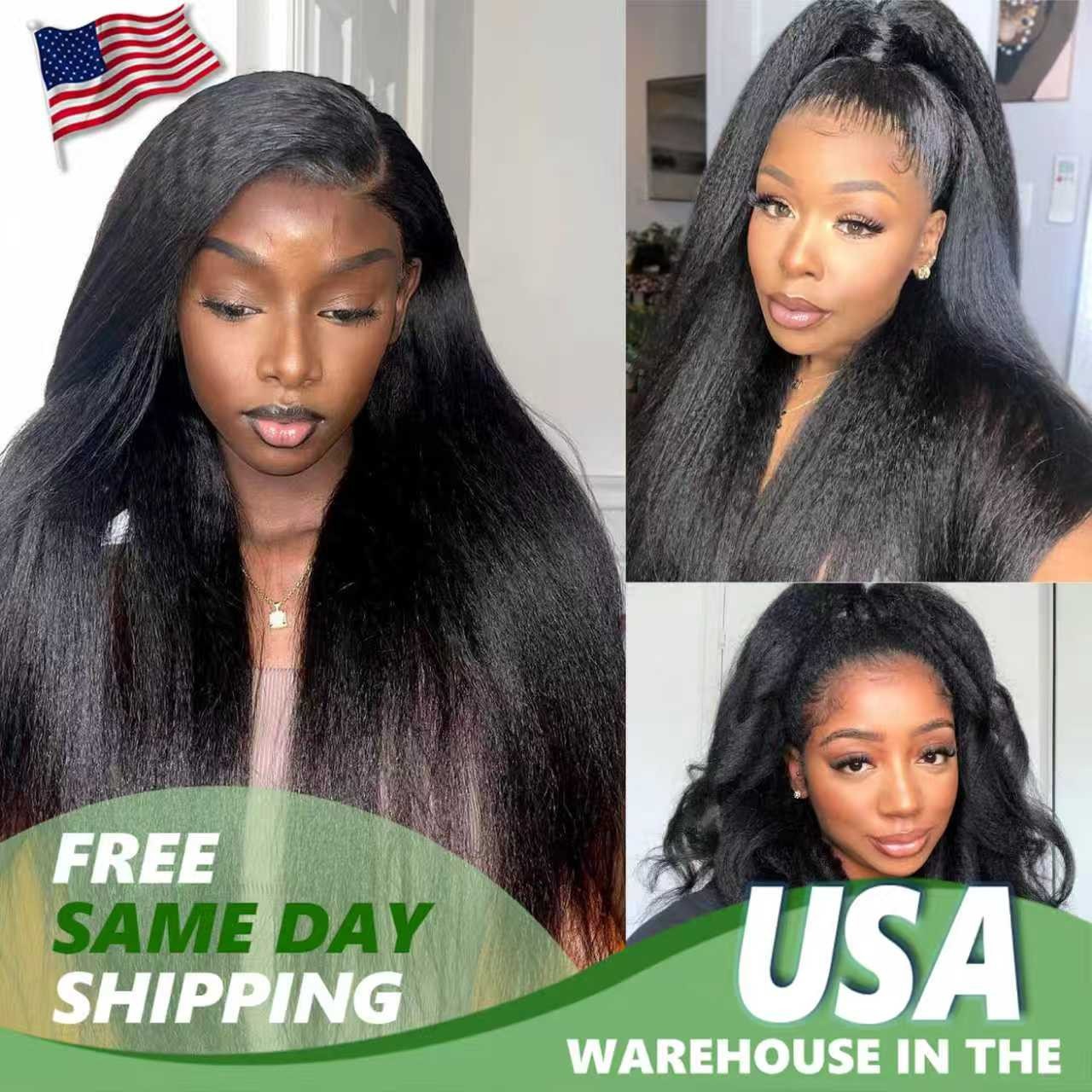 200% Density Transparent Lace Human Hair 13×6 Natural Color Kinky Straigh