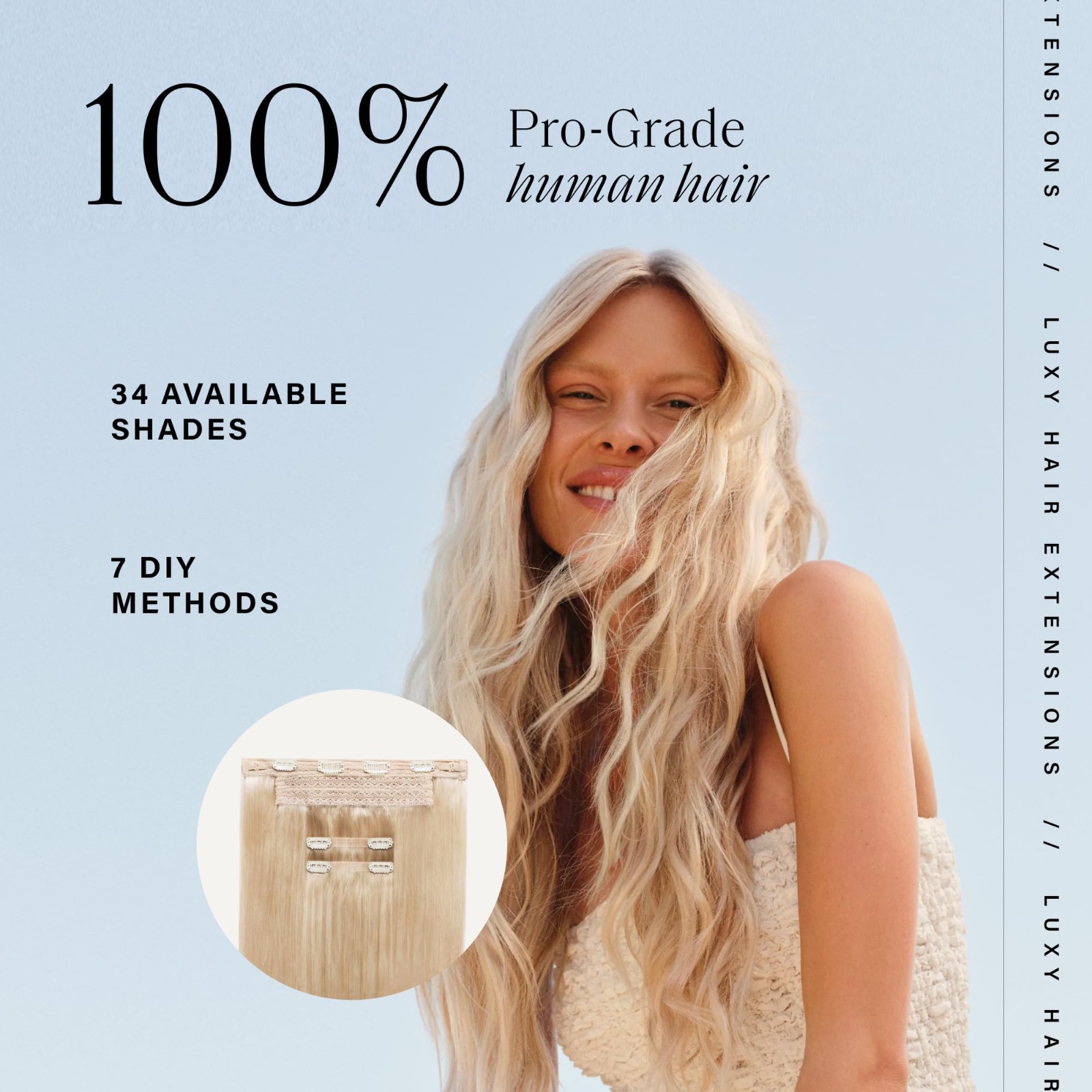 Seamless Clip-in Hair Extensions, 5-Piece Volume Boost Kit, 16″ Remy Human Hair,