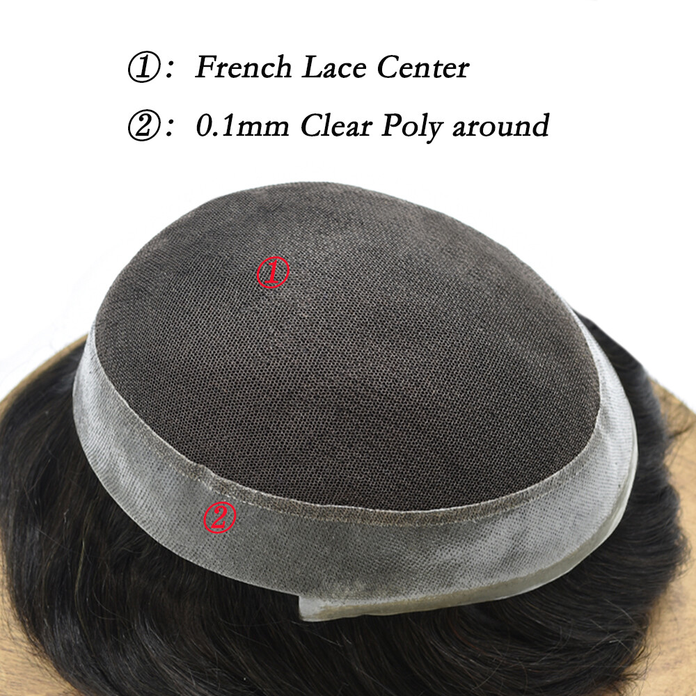 French Lace Hair System for Man Thin Skin Around Toupee for Men Human Hair Piece