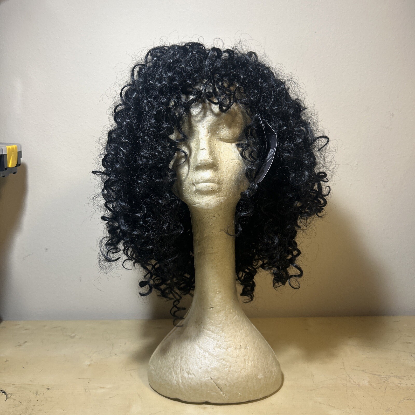 ANNIVIA 17 Inch Mid Length Styleable Curly Wig for Women Afro Kinky Curly Wig W