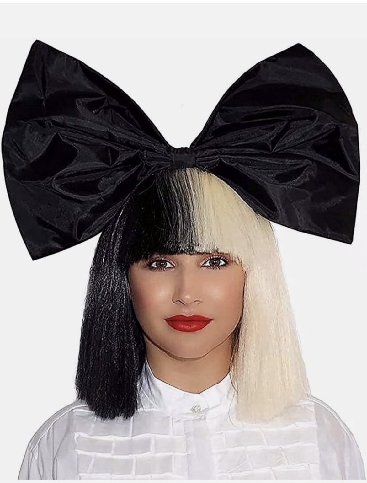 Sia Black Blonde Costume Wig eye cover large black hair bow