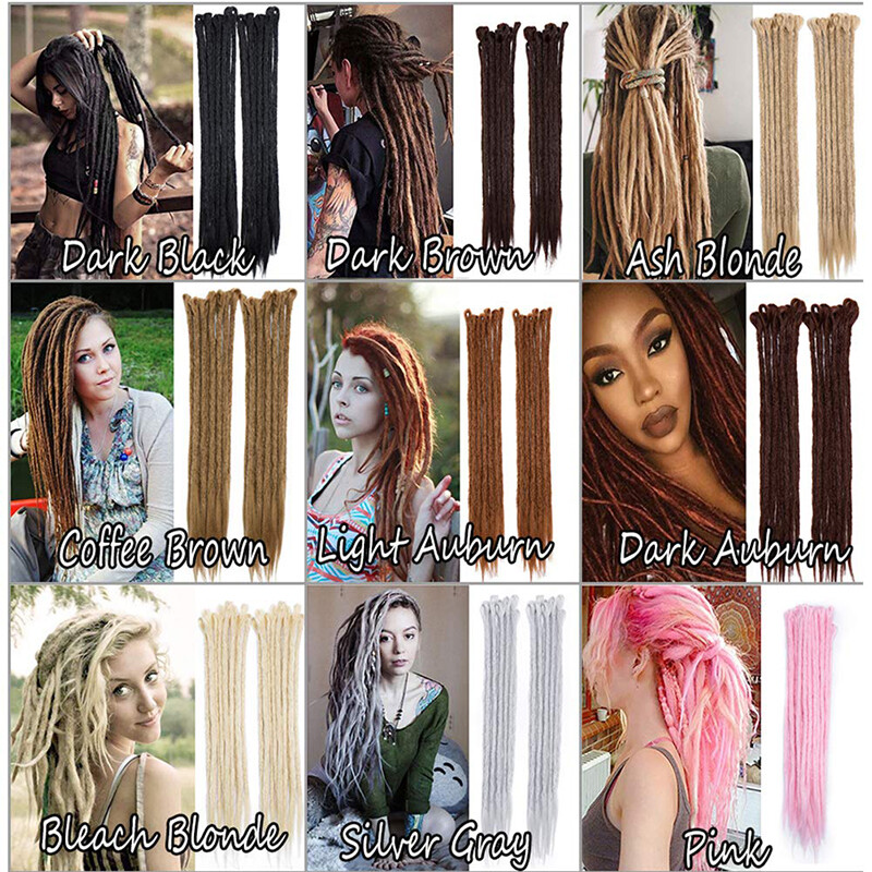 US 20”24” Dreadlocks Hair Extensions 100% Handmade Afro Twist Reggae Hair Unisex