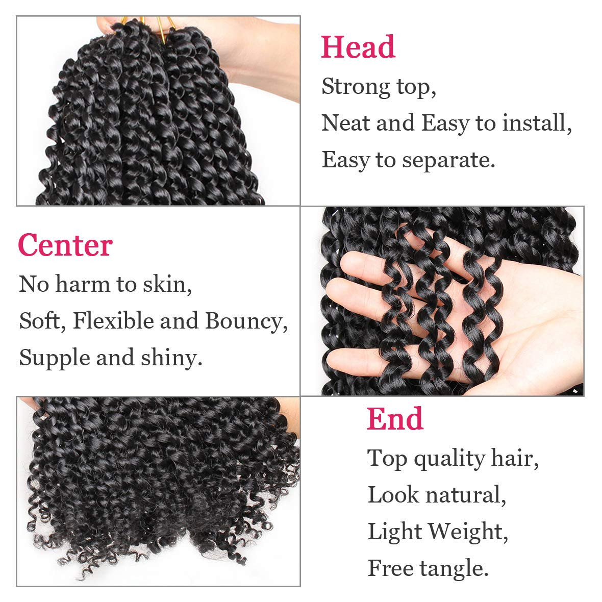 18 Inch Passion Twist Crochet Hair 126 Strands Natural Black Water Wave Crochet