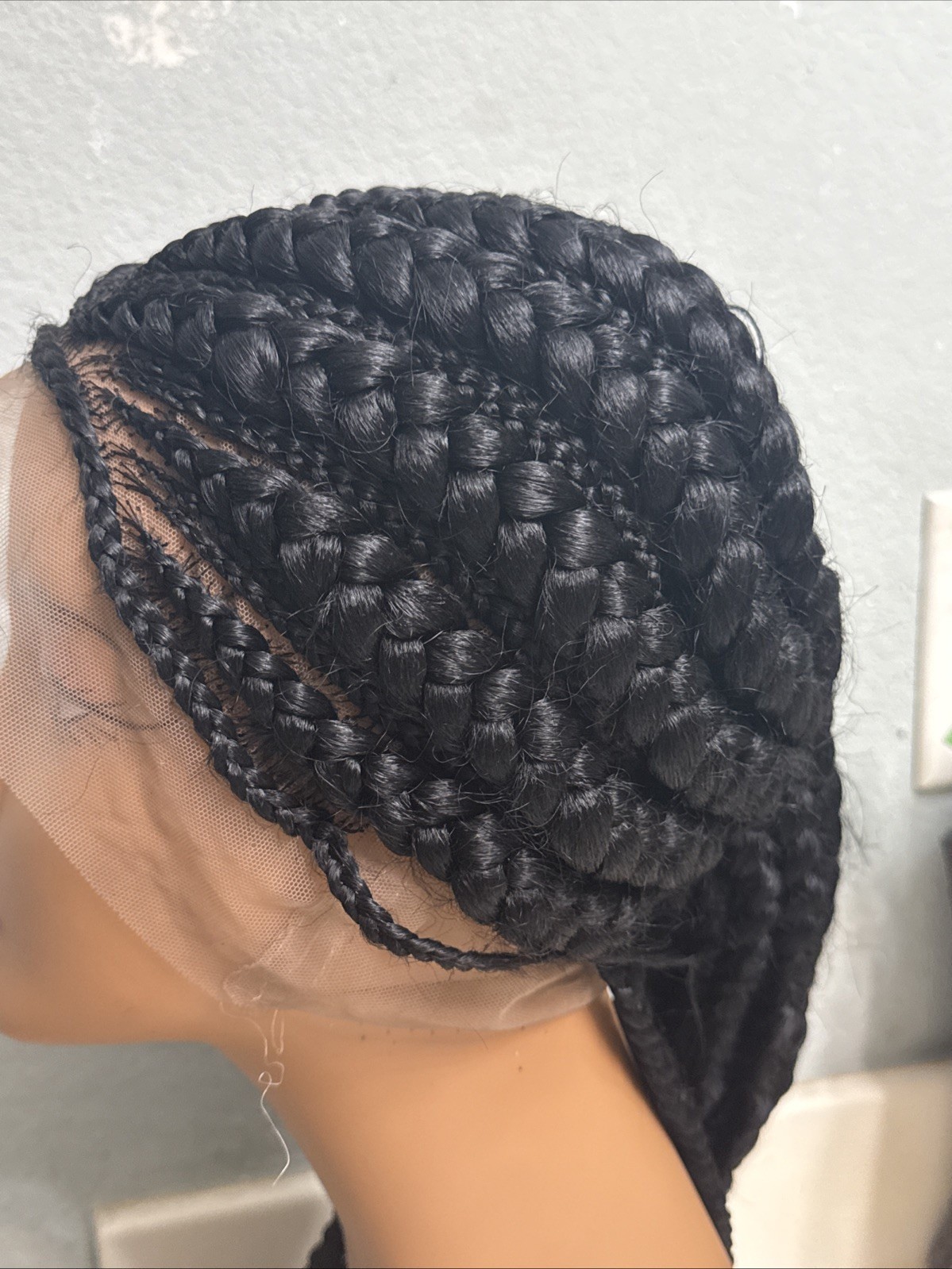 African Black Styled Large Cornrow Braided Lace Wig 28″