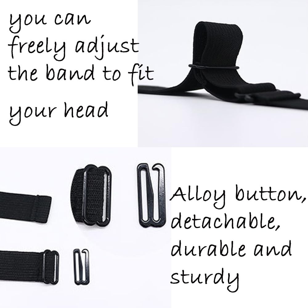 2 PCS Adjustable Elastic Band for Wigs Removable 3 Count (Pack of 1), Black
