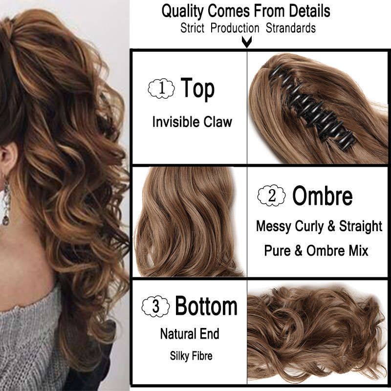 POP Lady Claw Ponytail Short Braid Long Curl As Real Pony Tail Hair Extensions a