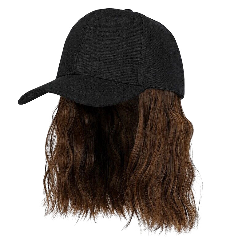 Women Baseball Cap Wig Hairpiece with Short Curly Hair Adjustable Casual Hat