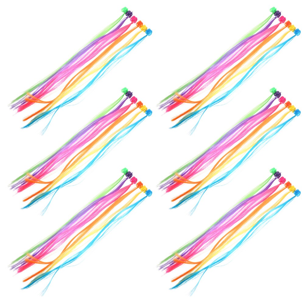 36 Pcs Hair Accessories for Girls Clip on Extensions Colored in Colorful