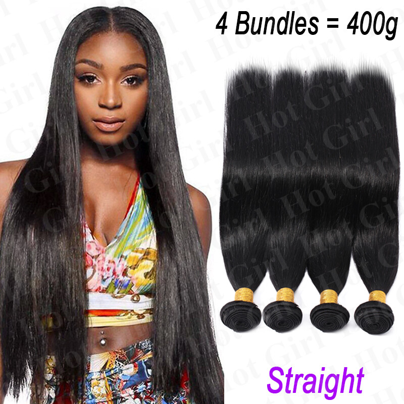 1-4Bundles Indian 8A Virgin Human Hair Extensions 400G Straight Weave Sew Wefts