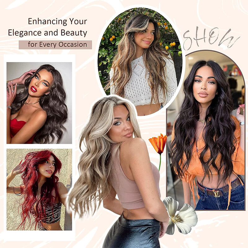 US V-Shape One Piece Clip In Hair Extensions Real As Human 3/4 Full Head Thick