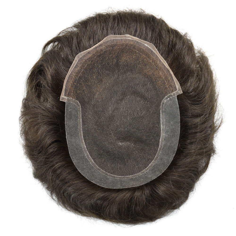 Swiss Lace Front Poly Pu Hairpiece Natural Hair Replacement Systems Mens Toupee
