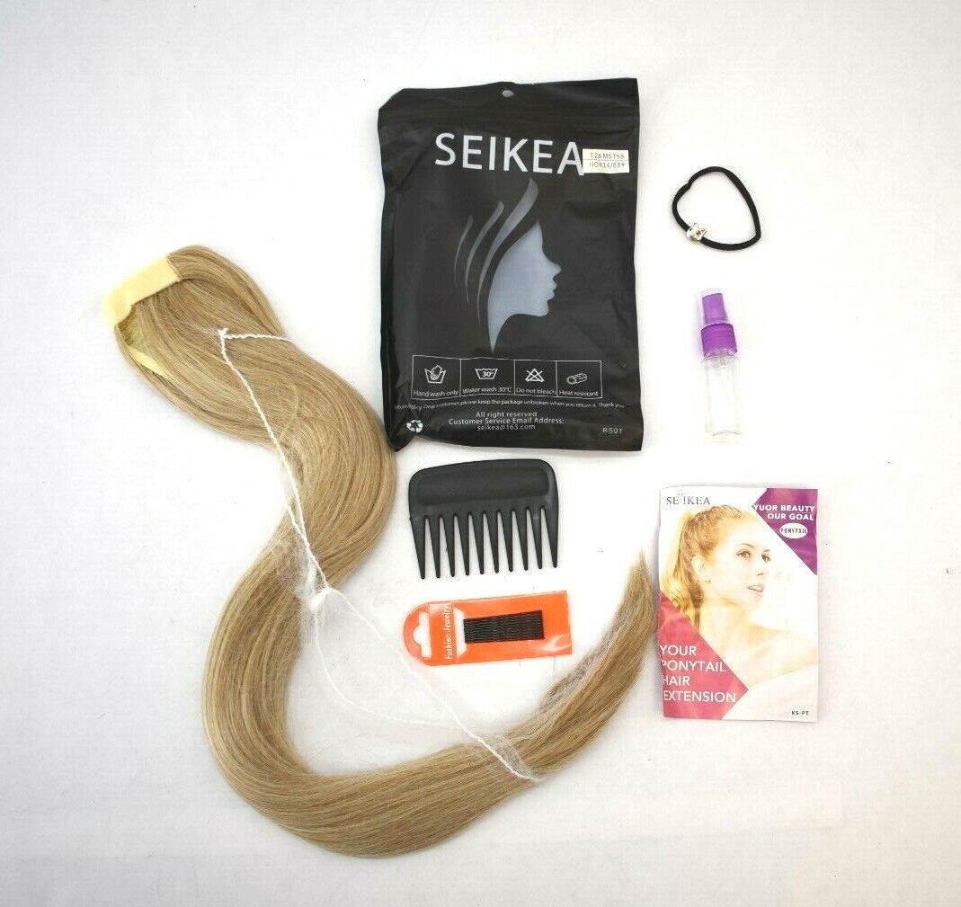Seikea Hair Pale Gold Wrap Around Ponytail Extension Highlights Clip 28″
