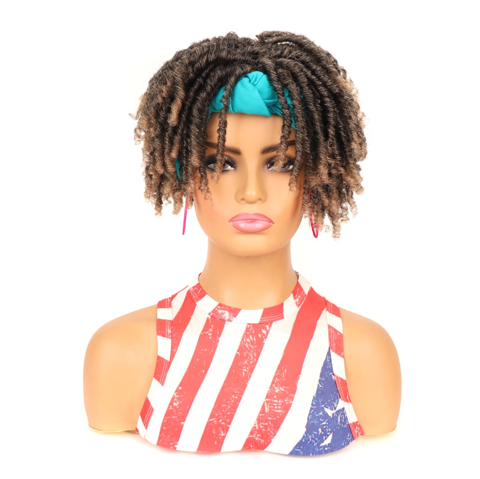 Afro Faux Locs Wig for Black Women Twist Braided Dreads Headband Wigs Party Wig