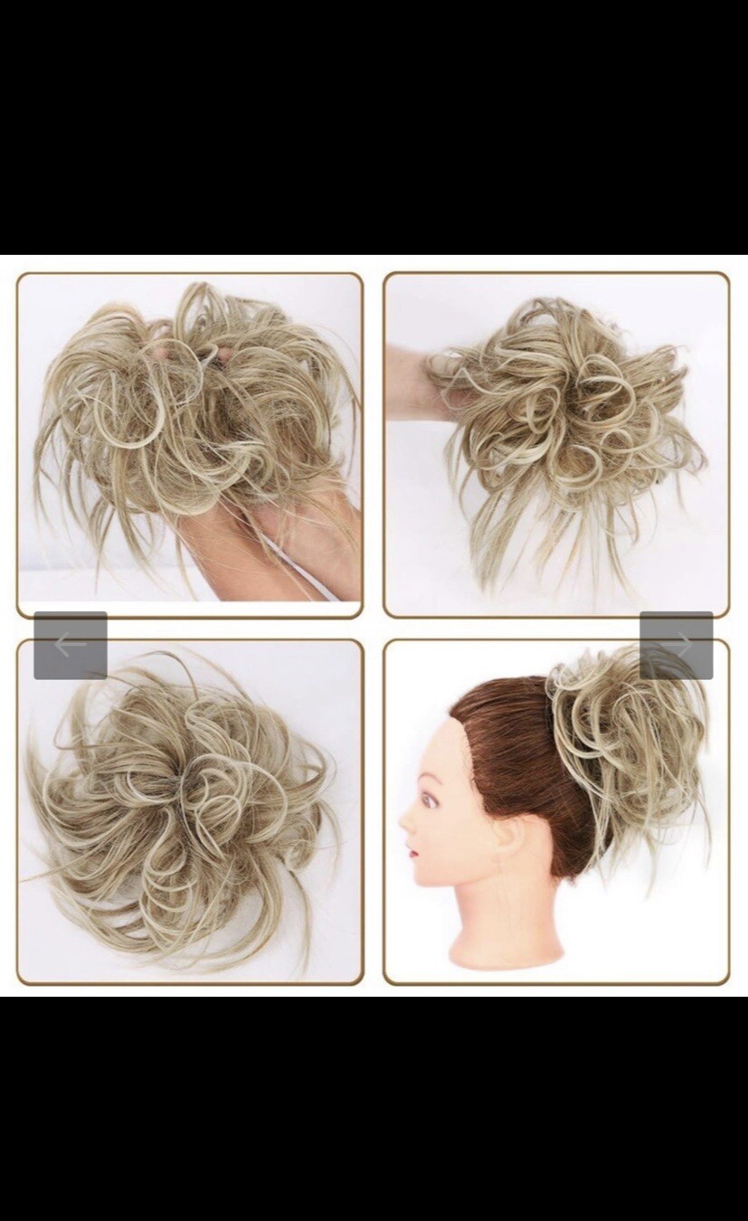 Blonde Messy Bun Hair Piece Scrunchie Updo Wrap Hair Extensions as Human