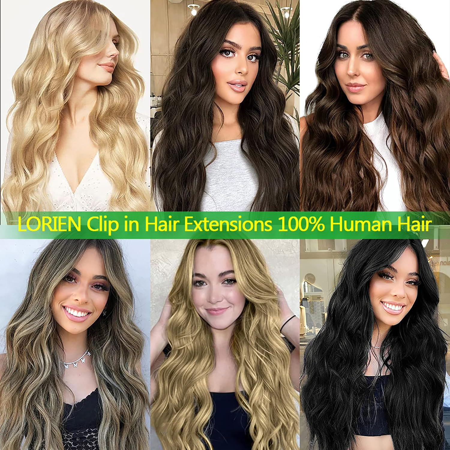 Clip in Hair Extensions Real Human Hair, 18 Inch 100G/3.6Oz, 1B Natural Black, C