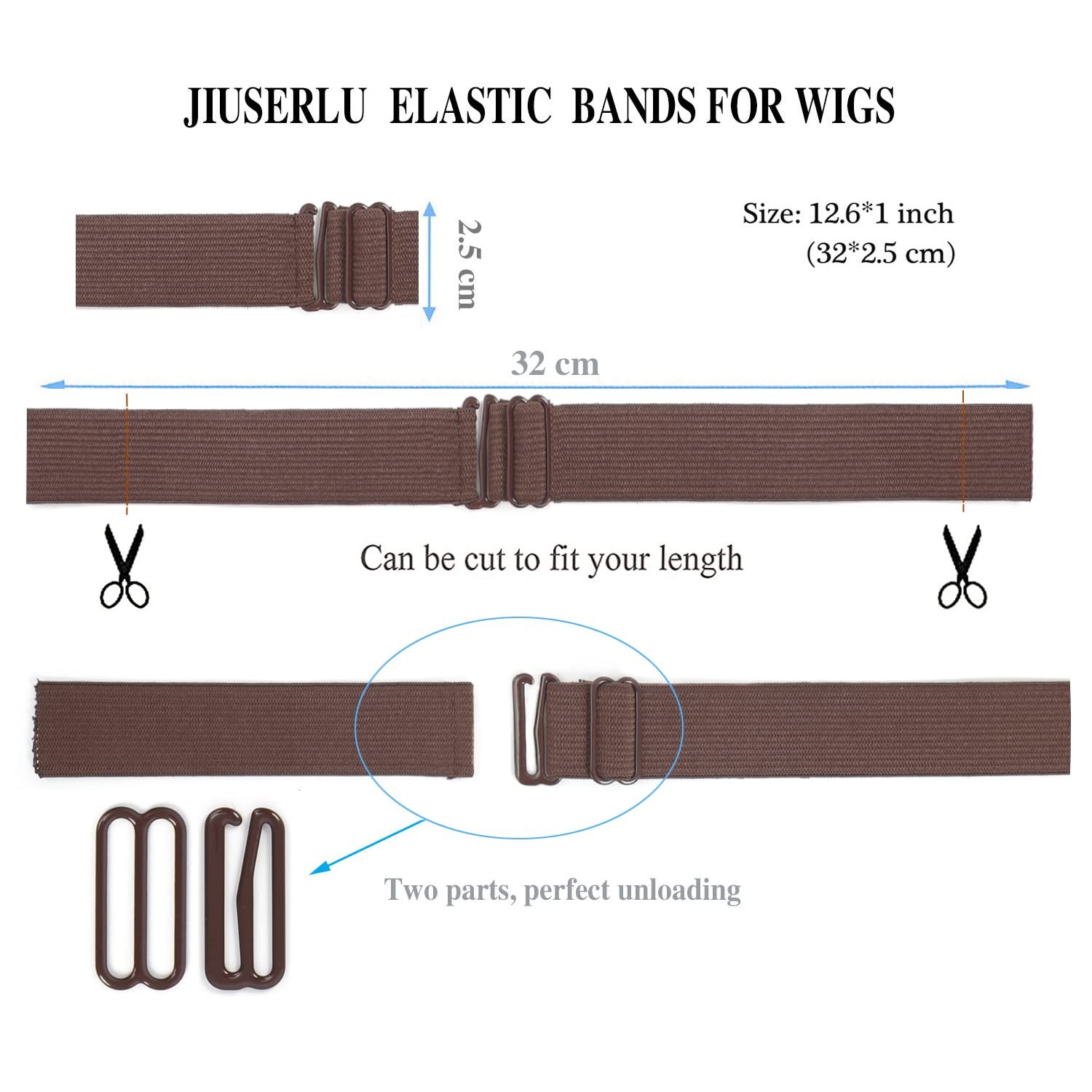 10 Pcs 1 Inch Adjustable Wig Bands Straps for Wigs Making Closed Wigs Lace Wigs