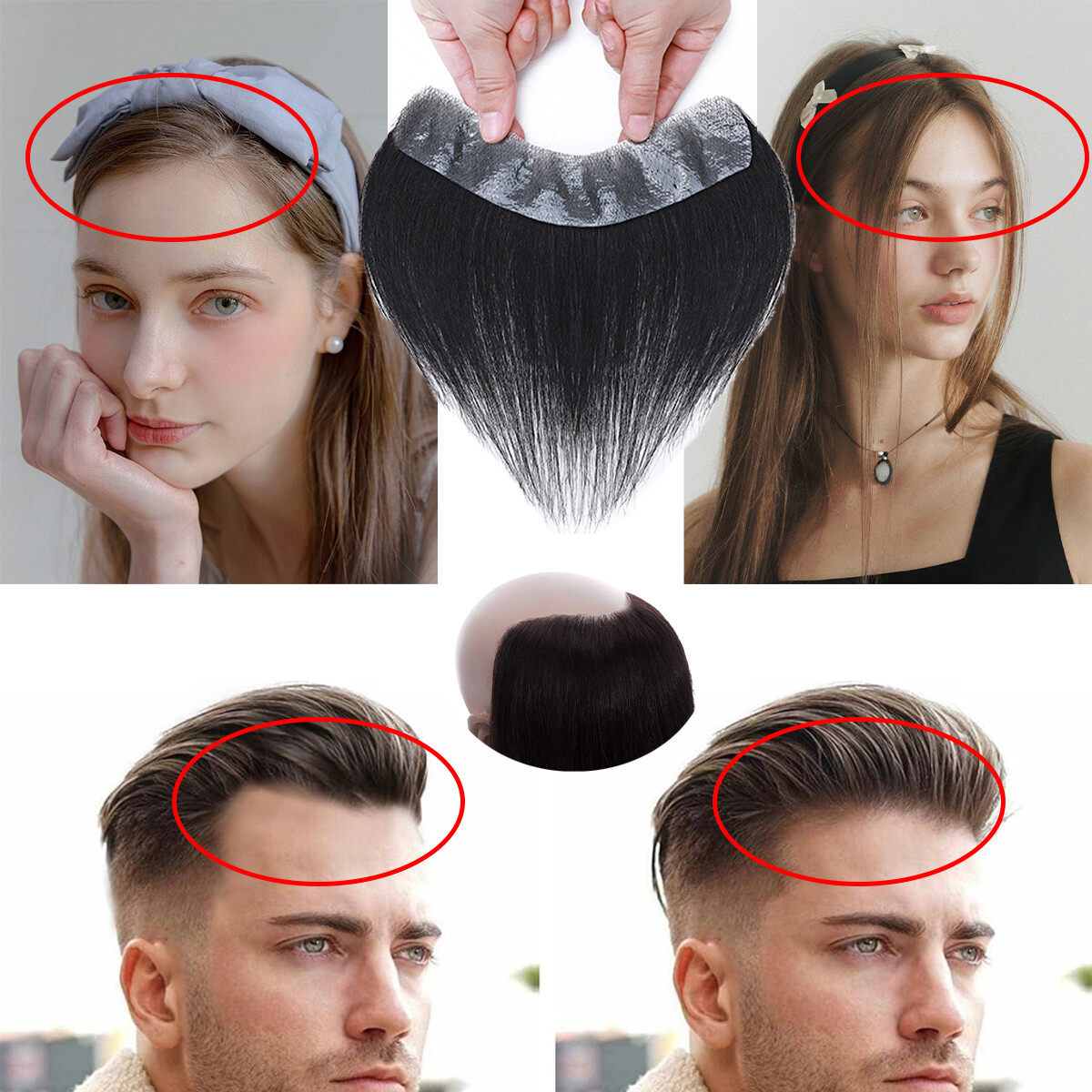 Mens Toupee Human Hair Replacement System V-loop Super Thin PU Skin Hairpiece US