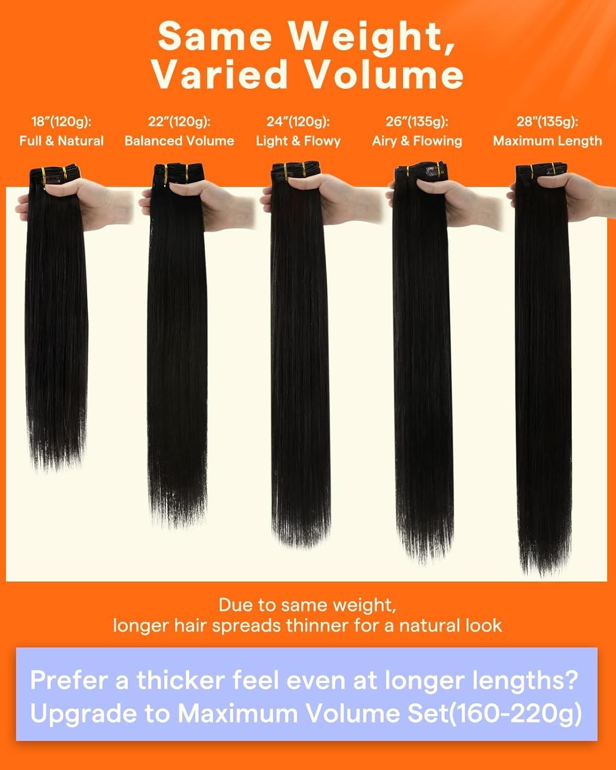 Seamless Clip-In Extensions – 24” Remy Human Hair in Rich Jet Black, 7 Pieces