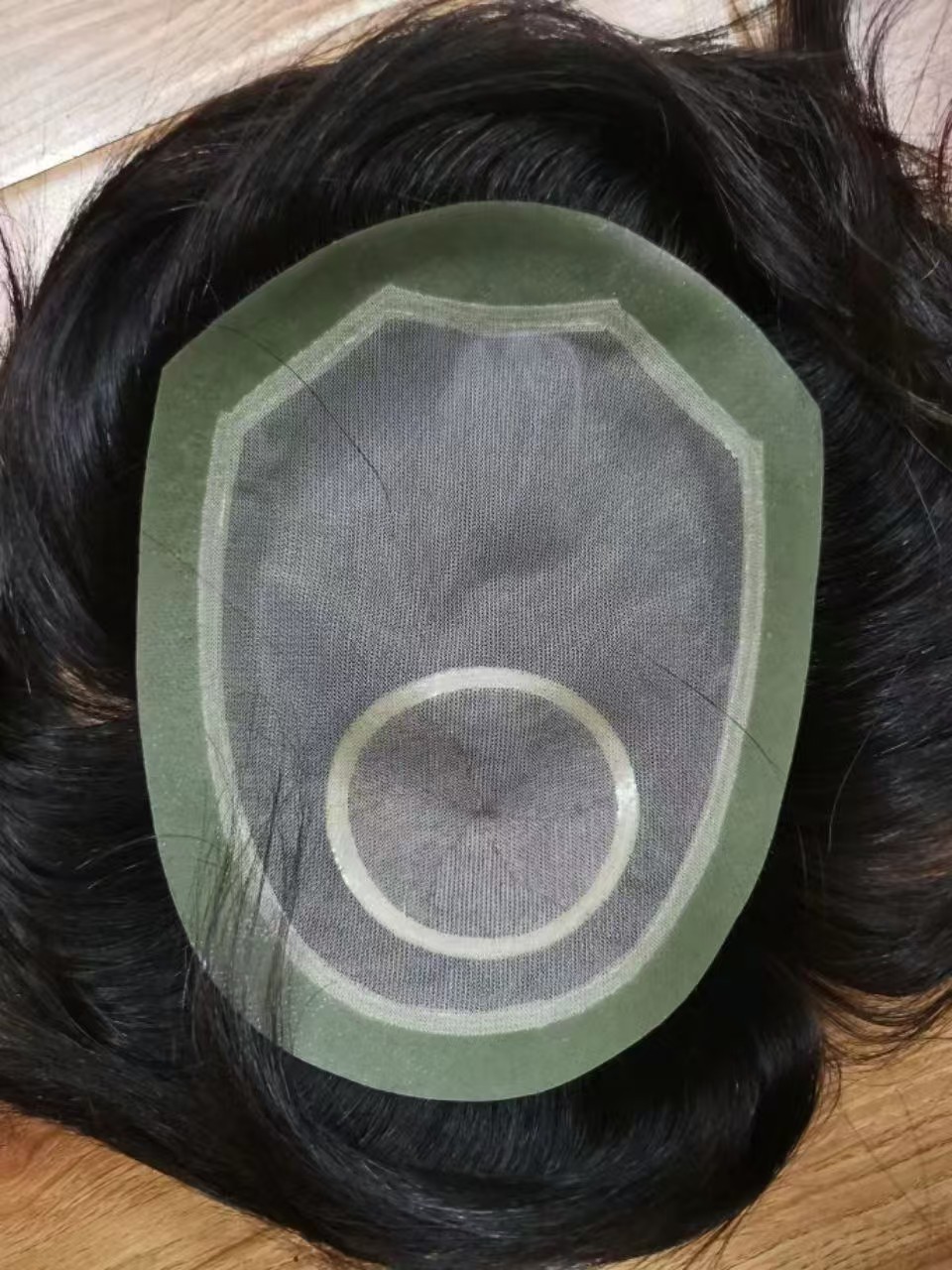 Mens Toupee Hairpiece Fine Mono Hair System Replacement Poly Skin Around Men Wig