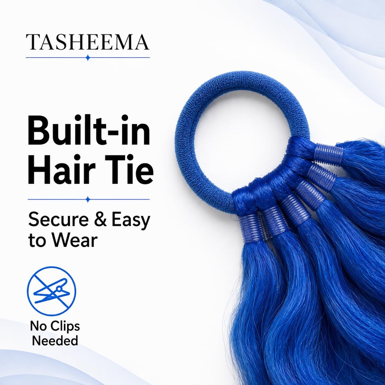 Blue Hair Extensions Tie in Curly Ponytail Extension Wavy Crazy Hair Pride Da…
