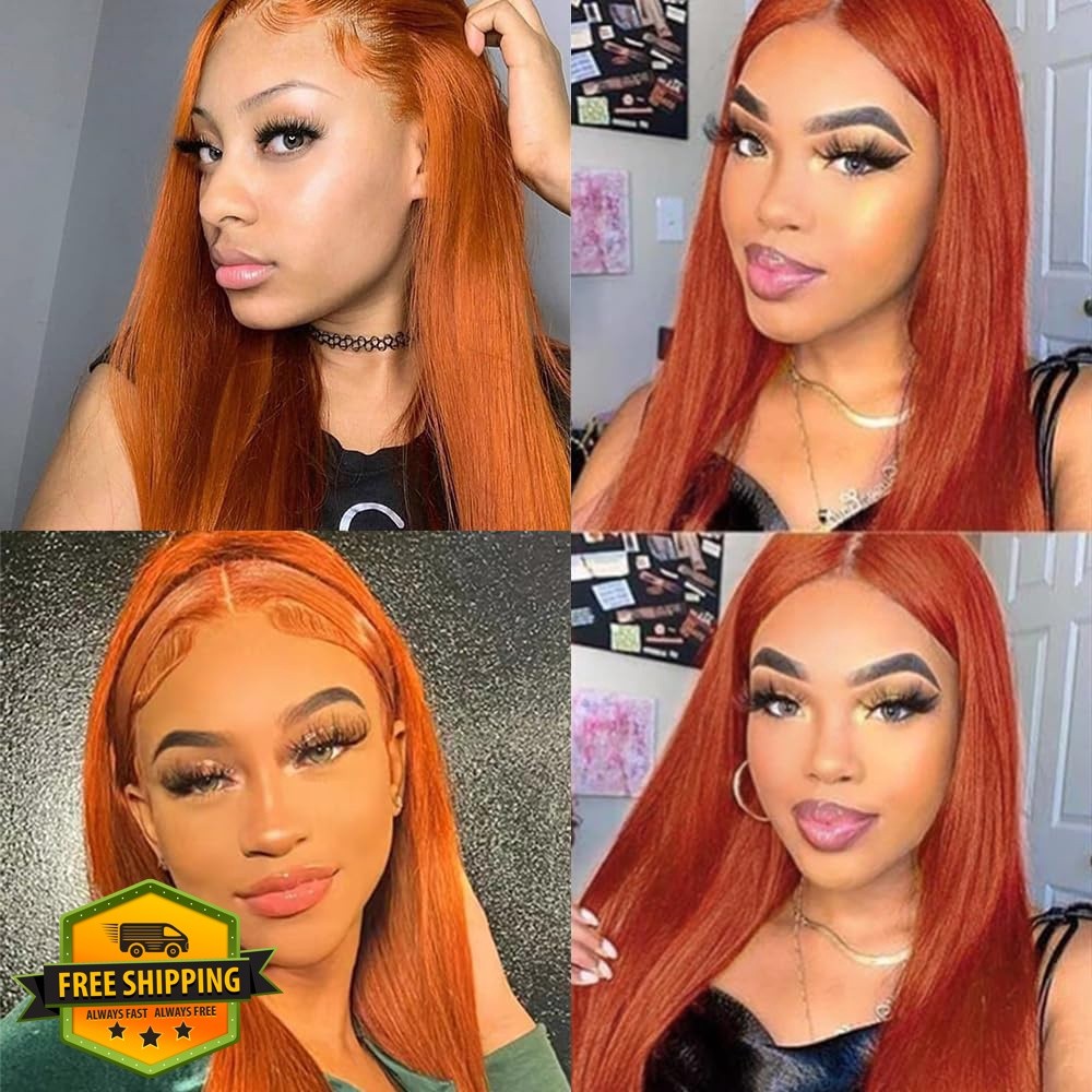 Shoaiye 22 24 26 Inch #350 Orange Straight Human Hair 3 Bundles