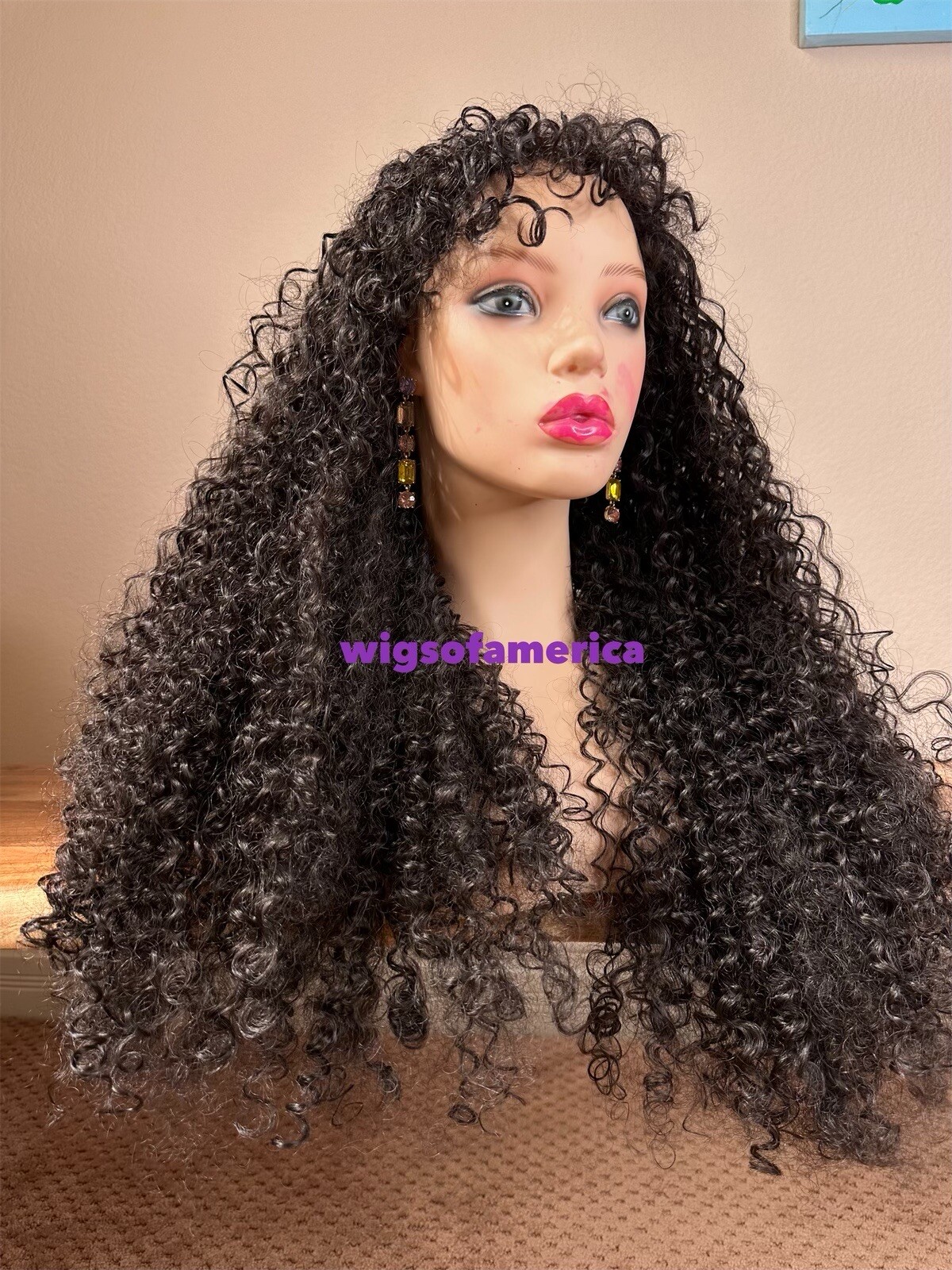 african american wig afro curly 26 inch long dark brown color 2