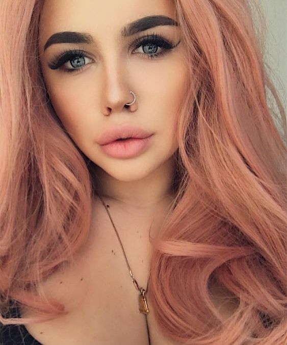Pink Rose Gold Synthetic Hair Lace Front Wigs Fluffy Natural Wave Heat Resistant