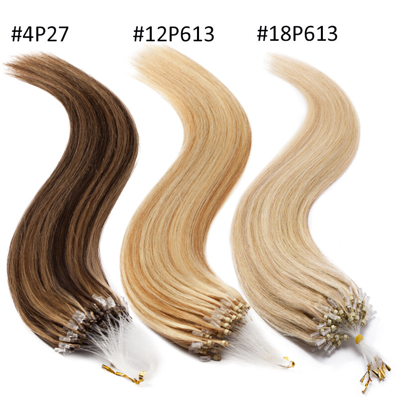 200G Russian Remy Micro Loop Rings Bead Human Hair Extensions Thick Full Head US