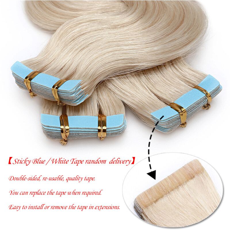 Tape In 100% Remy Human Hair Extensions Invisible Skin Weft Body Wave & Straight