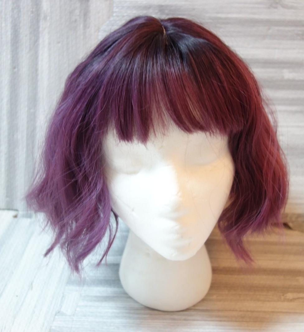 Lot of Three Wigs Various Colors Styles Lace Caps Black Blonde Purple