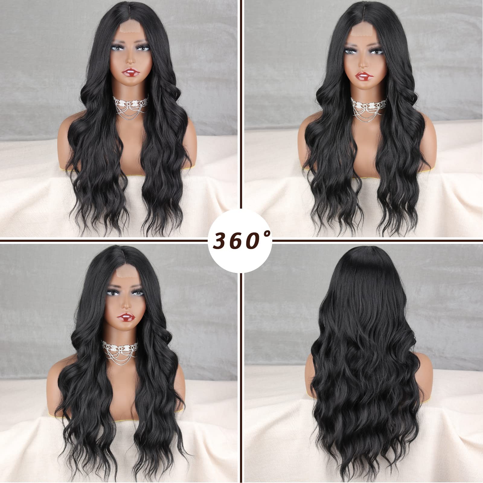 Long Black Wigs for Women 26 Inch Long Curly Wig Natural Looking Synthetic He…
