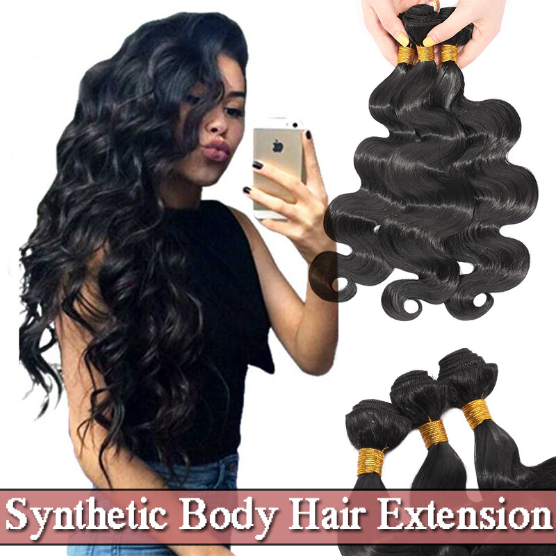 22″Sew in Full Head Black Body Wave Closure Weft Crochet Weaving Hair Extensions