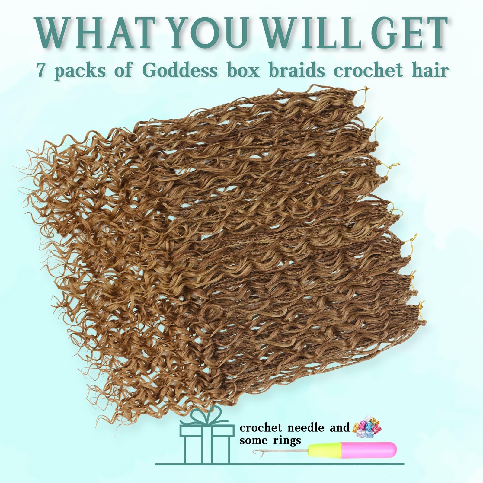 LIYATE Goddess Crochet Braids 24 Inch 7 Packs Boho Box Braids Crochet Hair wi…
