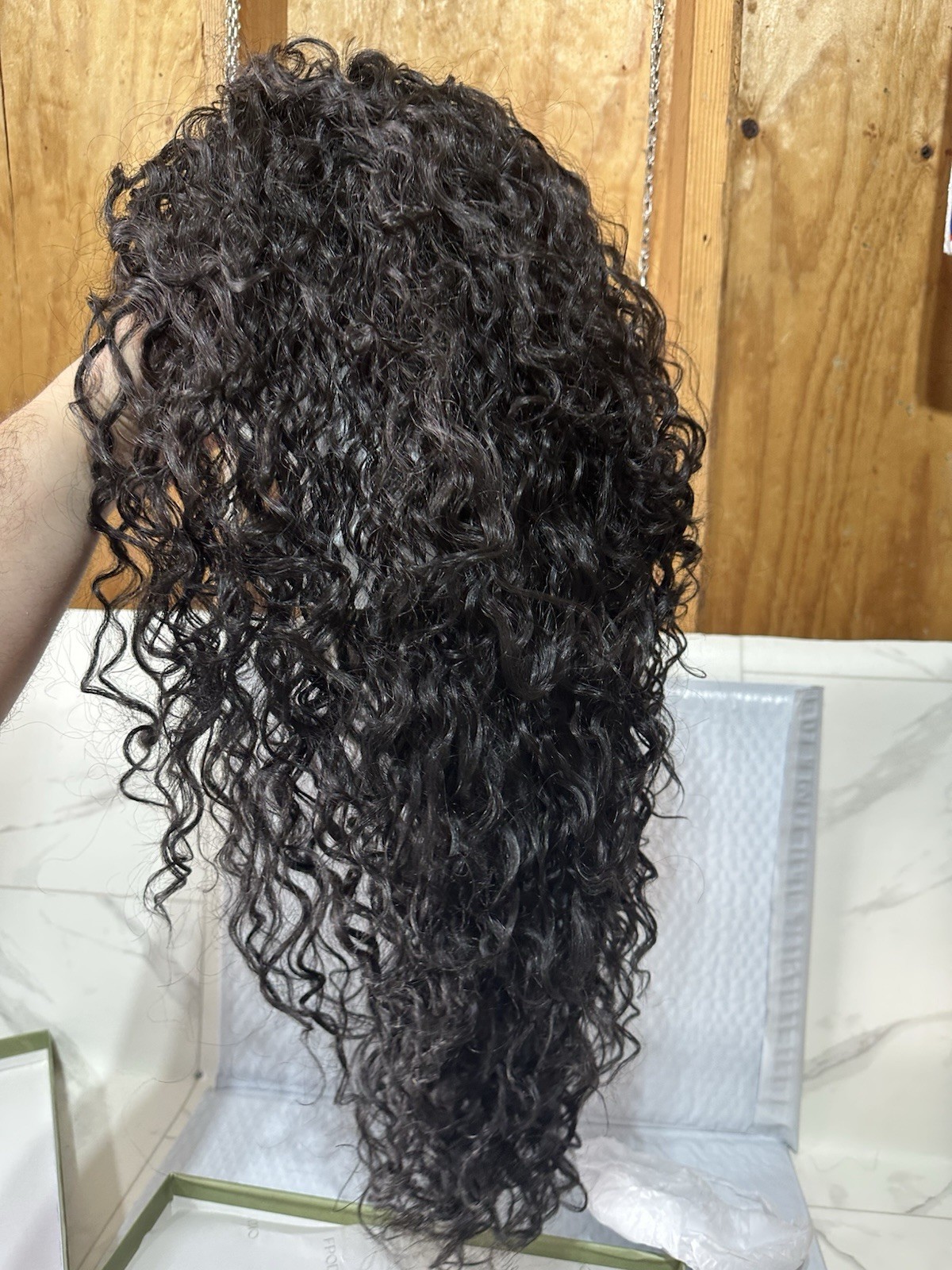 Frodio Natural Black Curly Human Hair Blend Ready To Wear Half Wig 26″