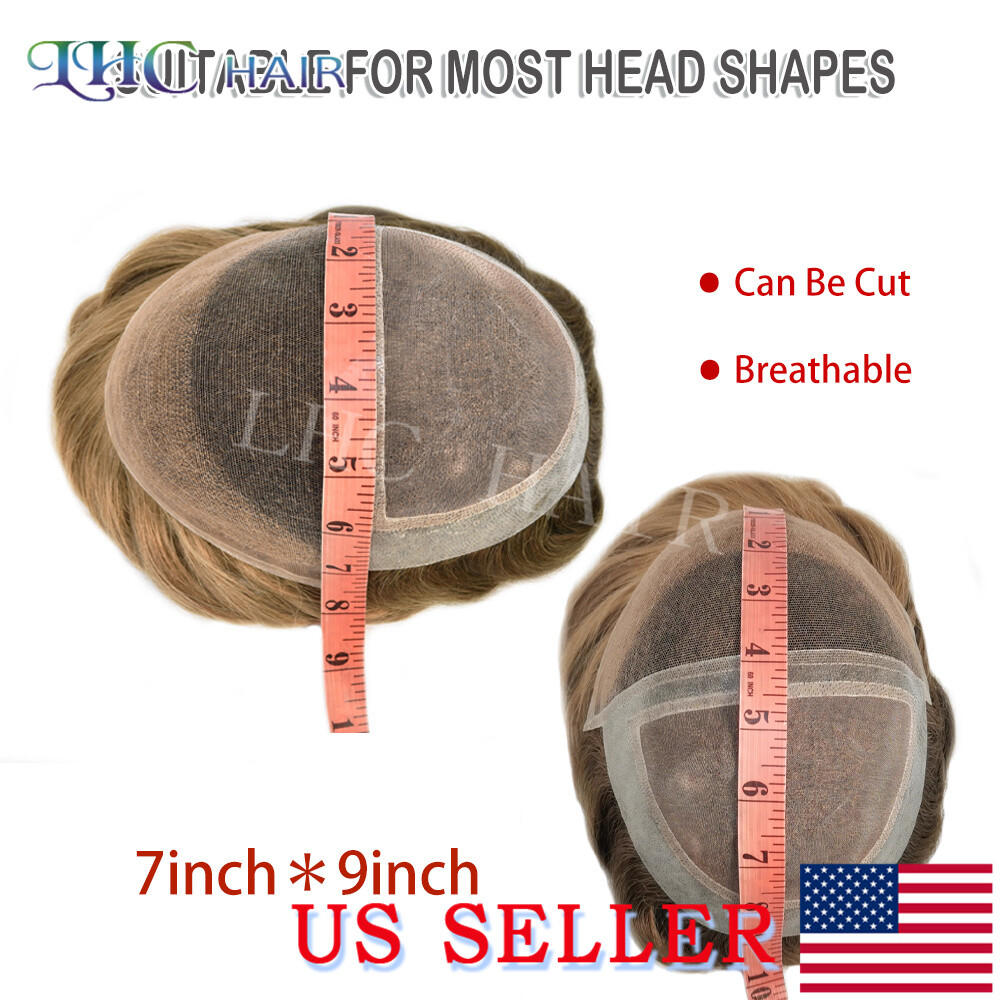 Lace Front Mens Toupee Human Hair System Natural Hairline Brown Blonde Hairpiece