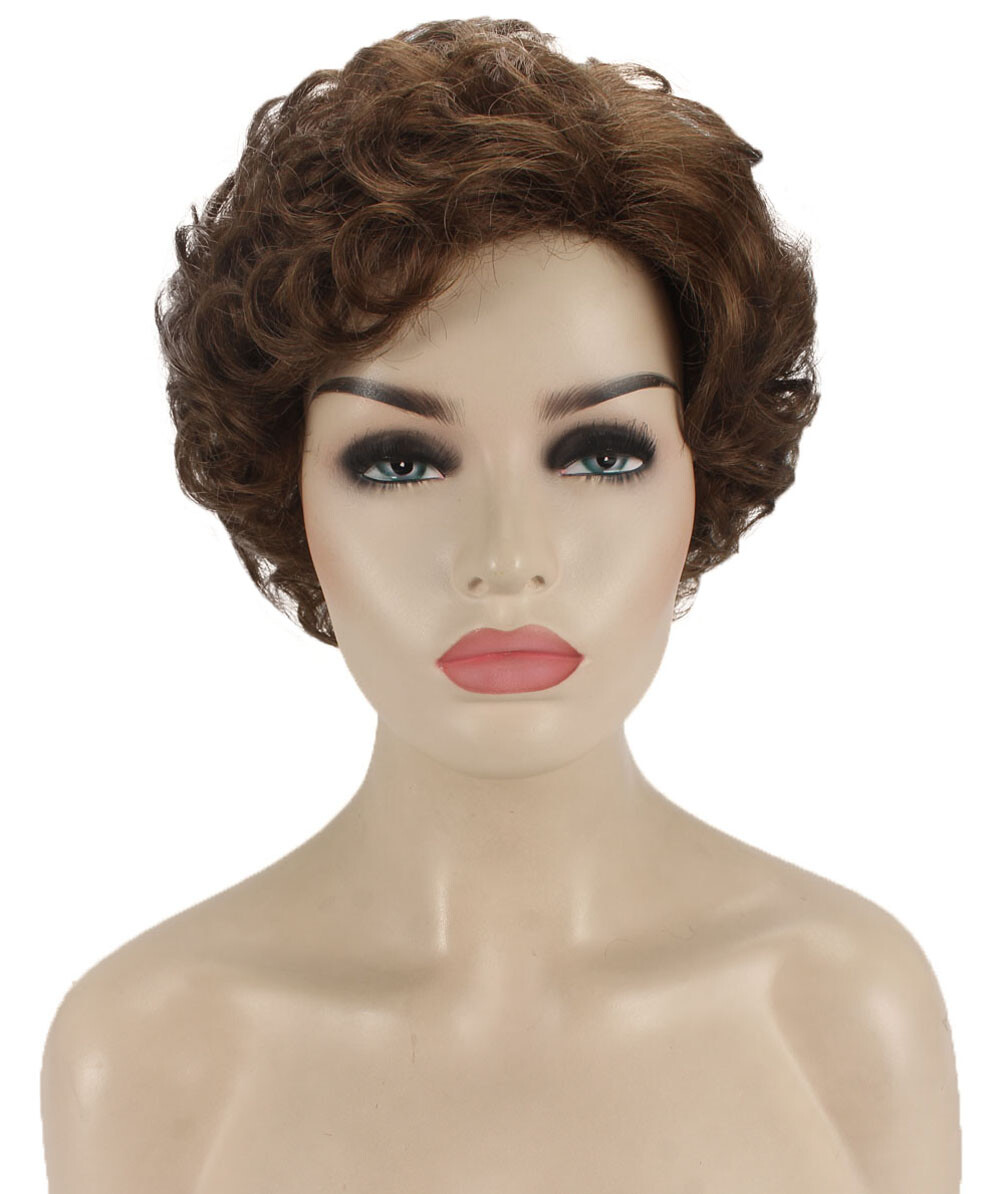 Monroe – Curly Kanekalon Synthetic Fiber Full Wig, 4 – 4.5 in, Light Brown