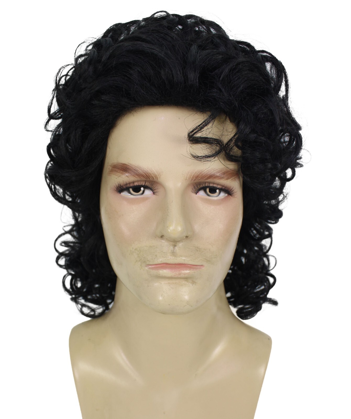 Adult Men’s Retro Pop Star and Pop King Black Curly Wig I Black Color I HM-1635
