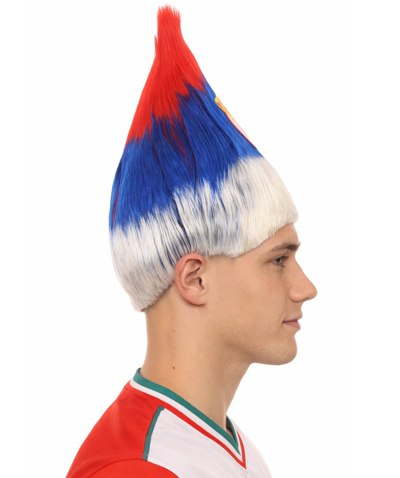 HPO Flagwigs Adult Unisex Serbia Flag Troll Wigs,Perfect for Cosplay HM-801A