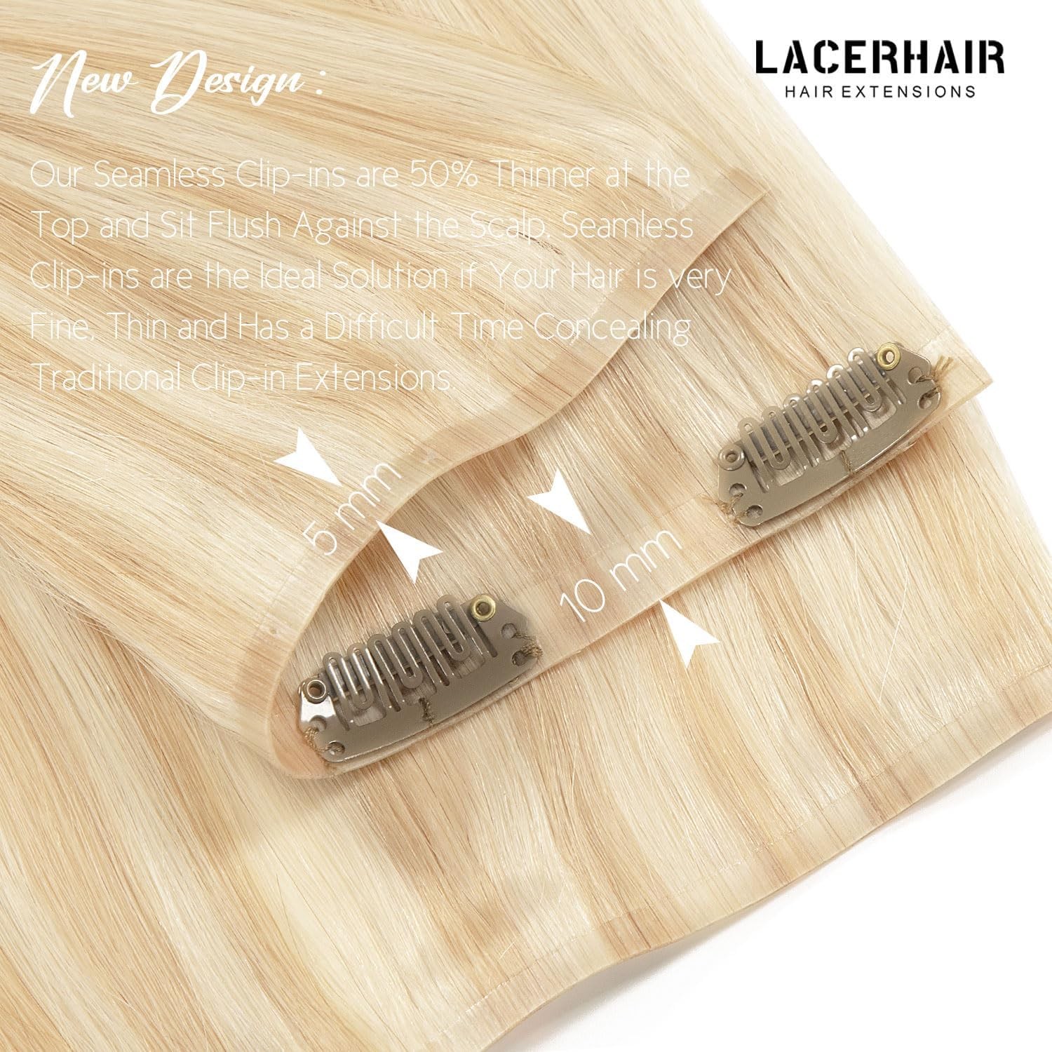 Lacer Hair Highlight Blonde Clip in Hair Extensions 20 Inch Human Hair 7pcs 110g