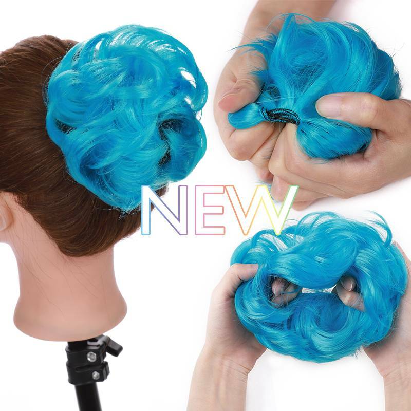 Messy Bun Scrunchie Hair Piece False Updo Cover Elastic Hair Extension Curly US