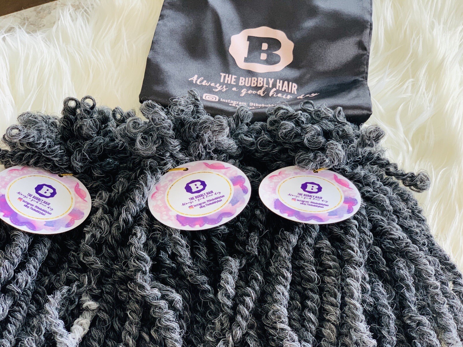 1B/Gr💕Hand Twisted Bomb /passion Twist Crochet Braids -(Bundle) 14 Inches Tgray