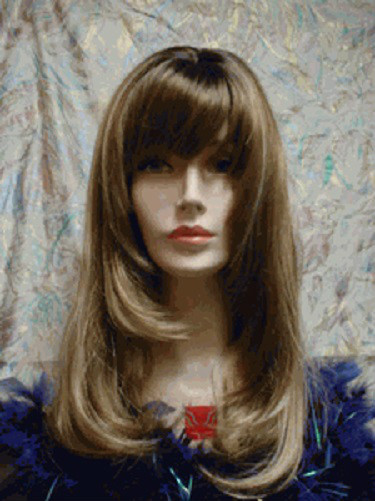 SIN CITY WIGS LONG STRAIGHT SLEEK FEATHERED ANGLE LAYERS BANGS BROWN WAY HOT!
