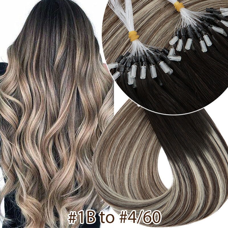 Micro Loop Beads Ring Remy Human Hair Extensions 200G 100% Real Full Head Ombre