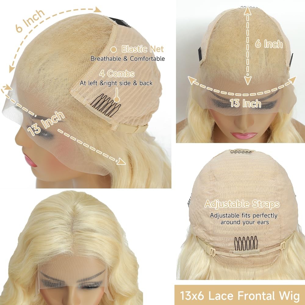 Kegoo 613 13X6 Lace Front Wig Human Hair 28 Inch Blonde Wig Human Hair 200