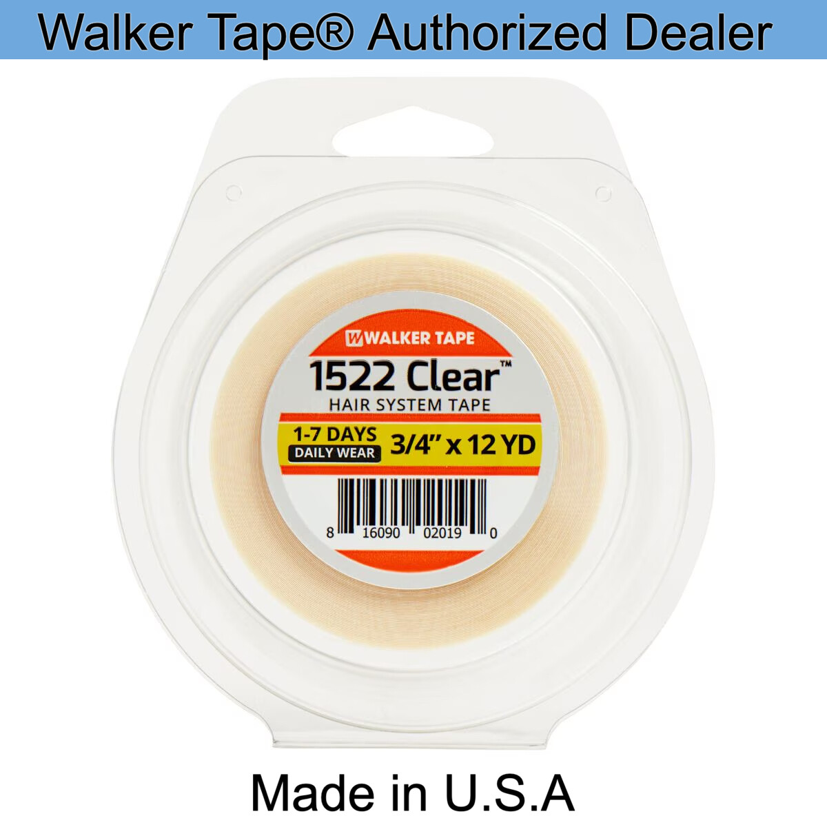 Walker 1522 Clear Tape, Daily Wear Hair System Tape Roll, Hypoallergenic