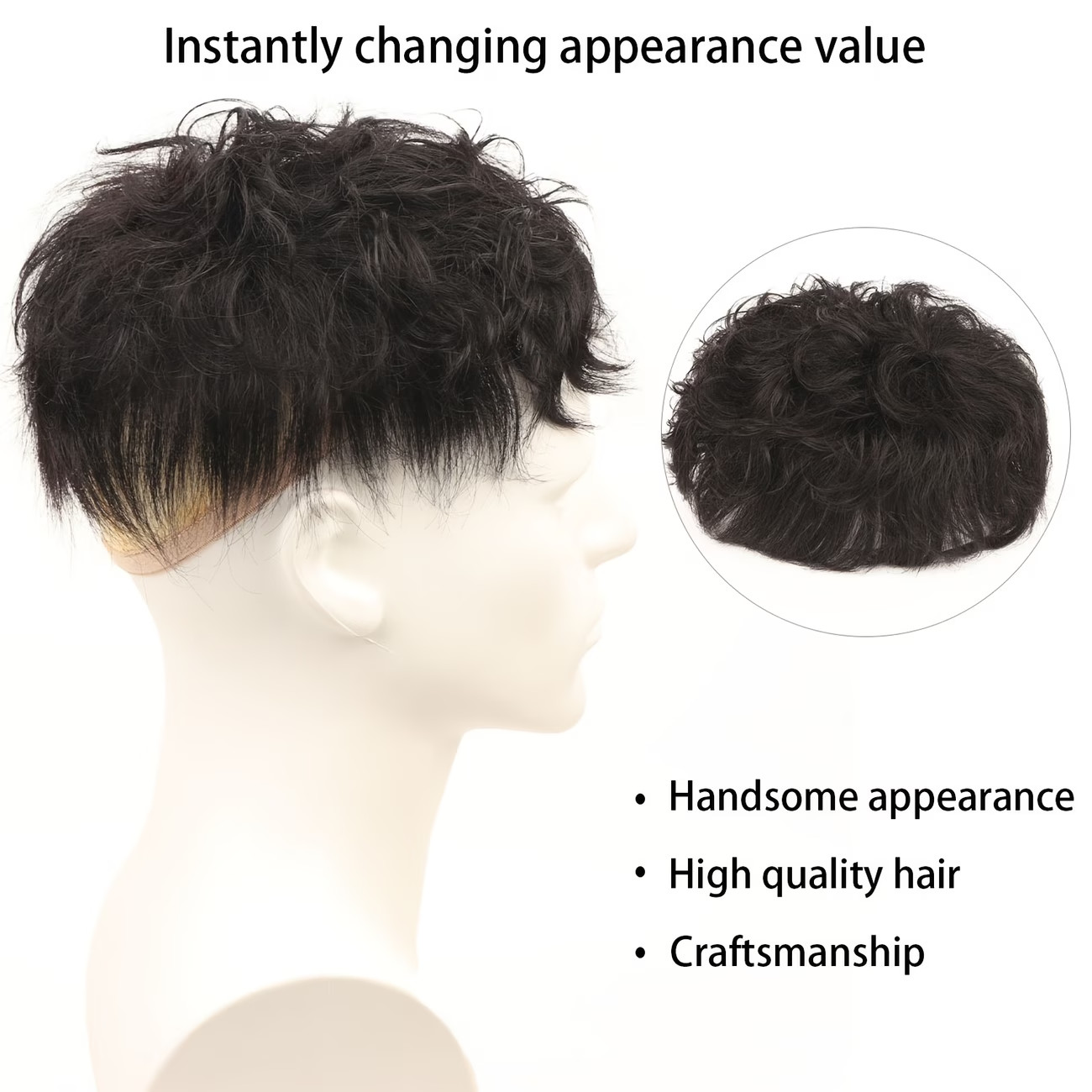 Men’s Wig Real Human Hair Japanese-style Handsome Leslie Curl Invisible Seamless